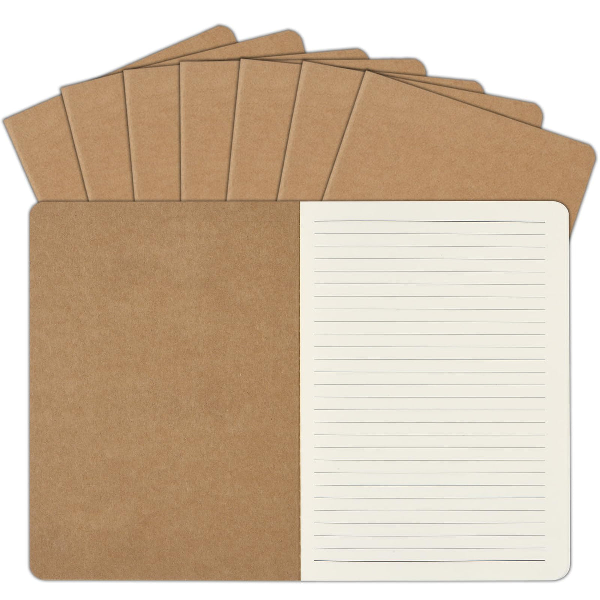 ZCZN 5 Pack A5 Kraft Notebooks Bulk, 8.15x5.5 Inches Lined Paper Journaling Notebooks, Notebooks for Work, Composition Notebooks for School, Journal Notebooks for Office, 60 Pages
