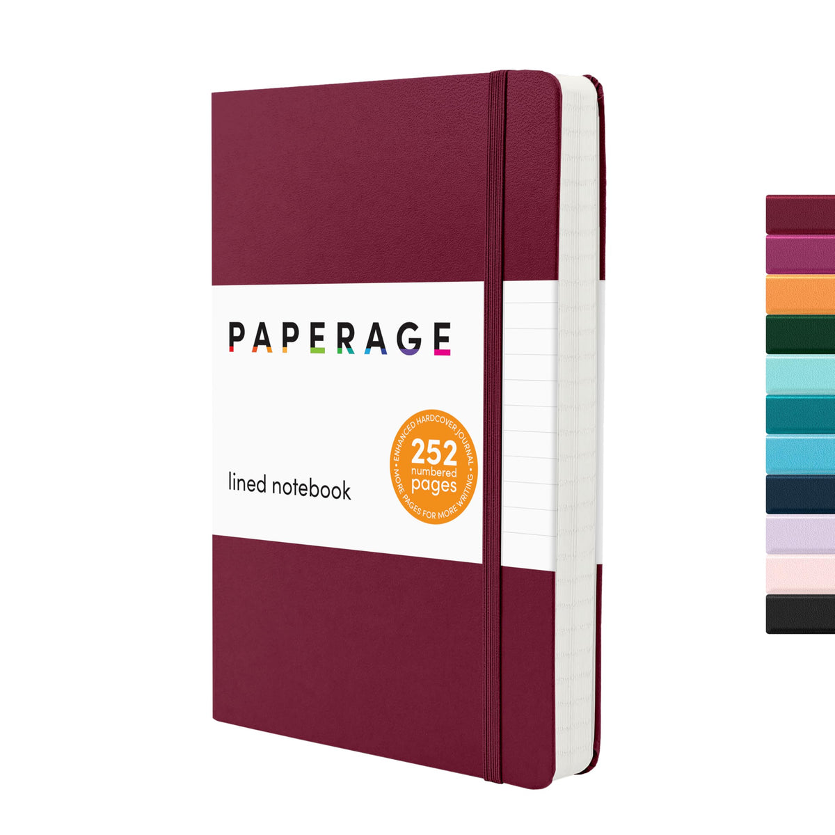 PAPERAGE Lined Journal Notebook, Hardcover Journal for Women & Men, 160 Pages, (5.6 in x 8 in), College Ruled Journaling Notebook for Work, School Supplies & Note Taking, (Black)