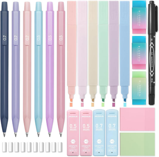 XKDOUS 23 Pcs Mechanical Pencil Set, Aesthetic Stationery Set for School