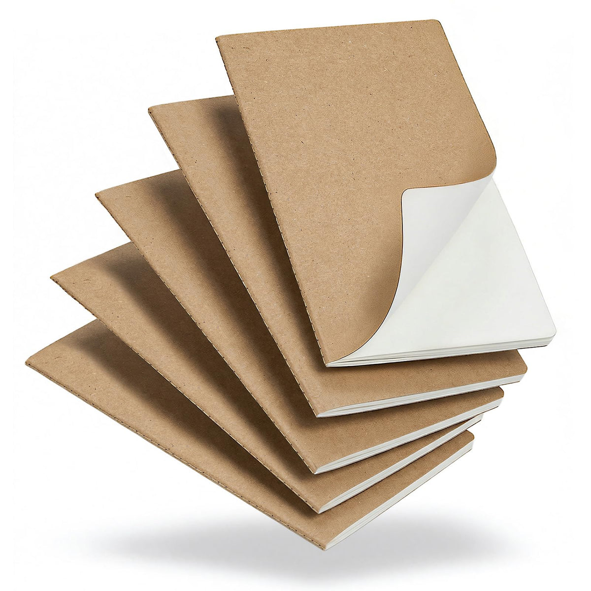 5 Pack Blank Kraft Notebooks A5, Unlined Composition Journals, 60 Pages