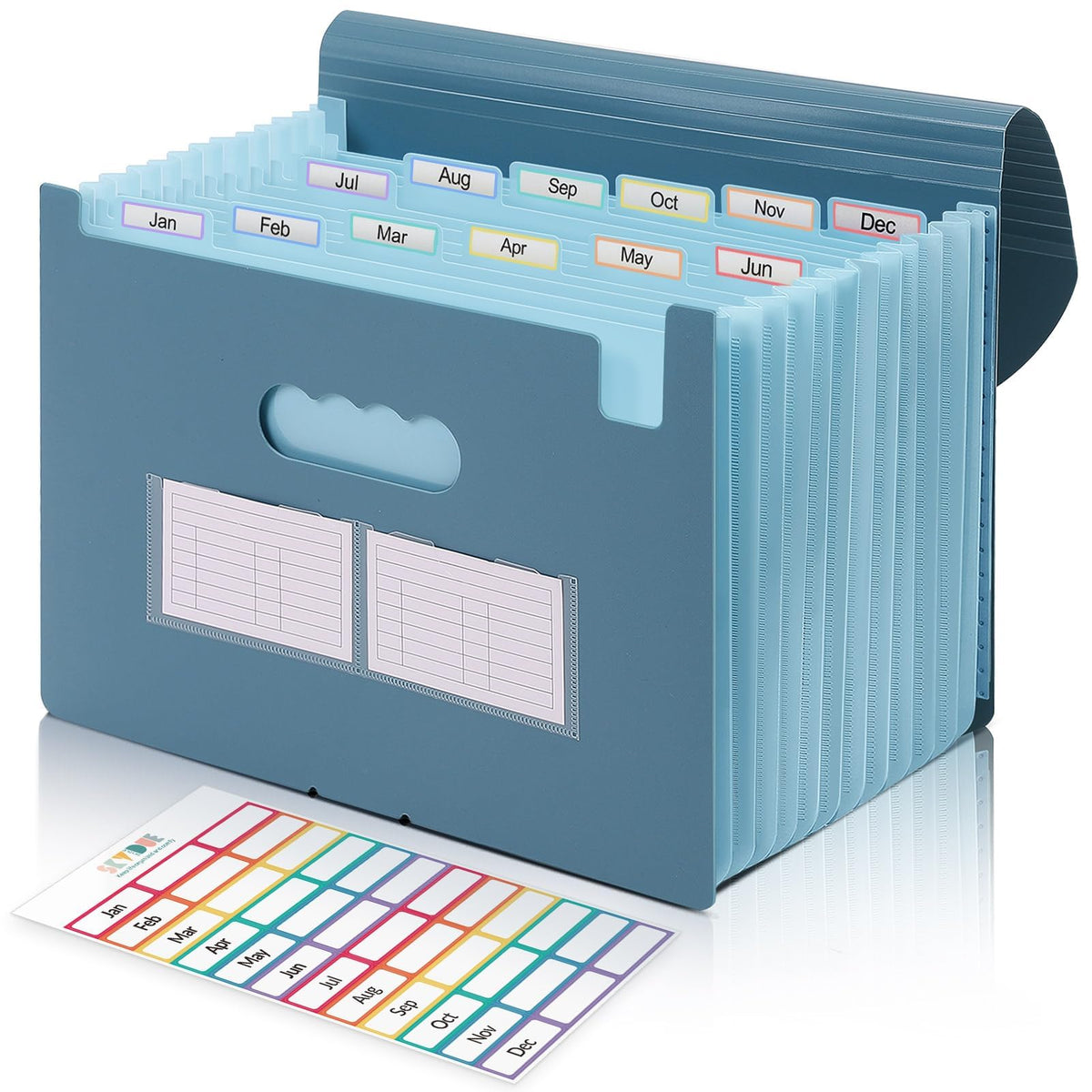 SKYDUE Accordion File Organizer, Expanding File Folder with 13 Pockets, Portable Document Paper Bill Receipt Organizer, Home School Office Supplies, Letter A4 Size Haze Blue