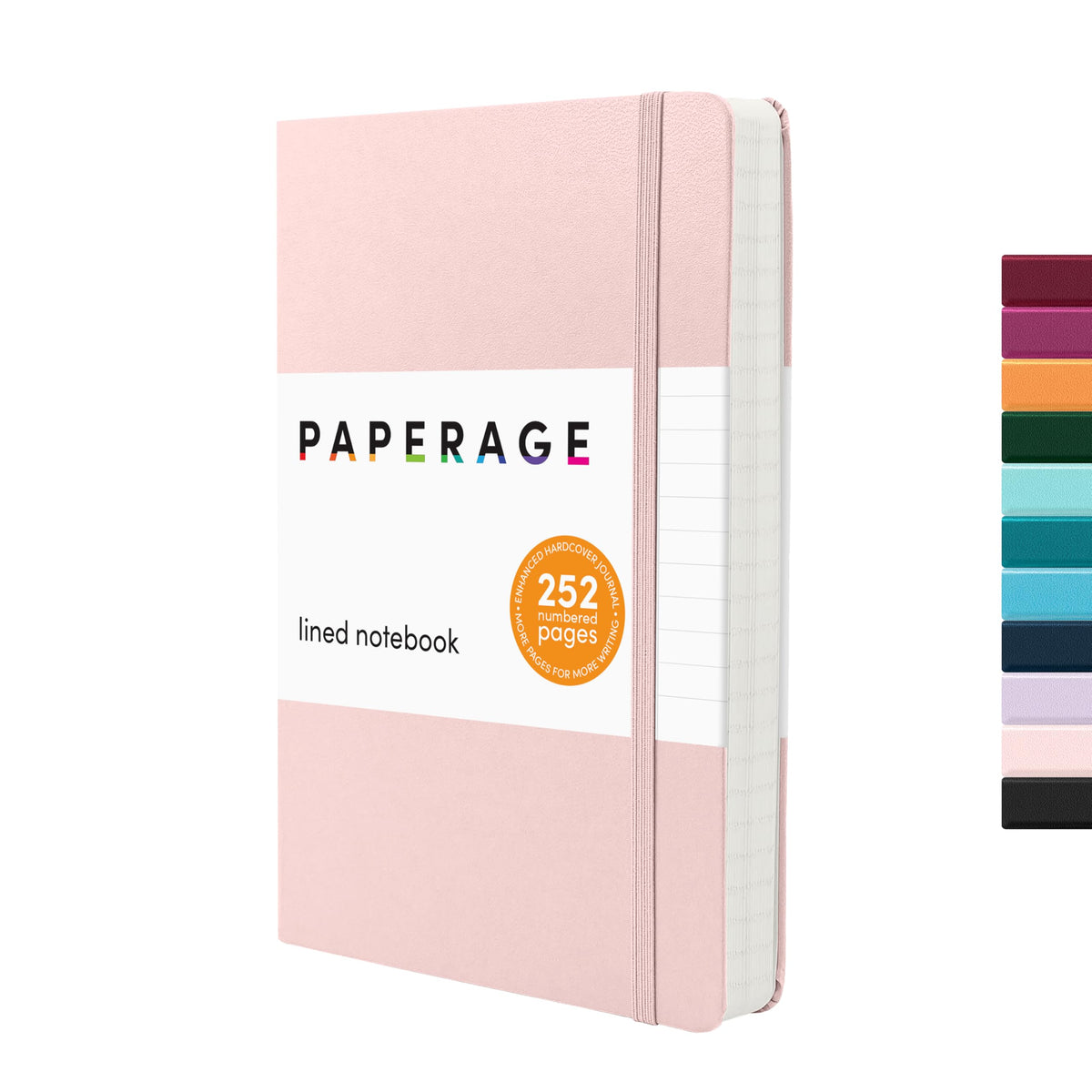 PAPERAGE Lined Journal Notebook, Hardcover Journal for Women & Men, 160 Pages, (5.6 in x 8 in), College Ruled Journaling Notebook for Work, School Supplies & Note Taking, (Black)