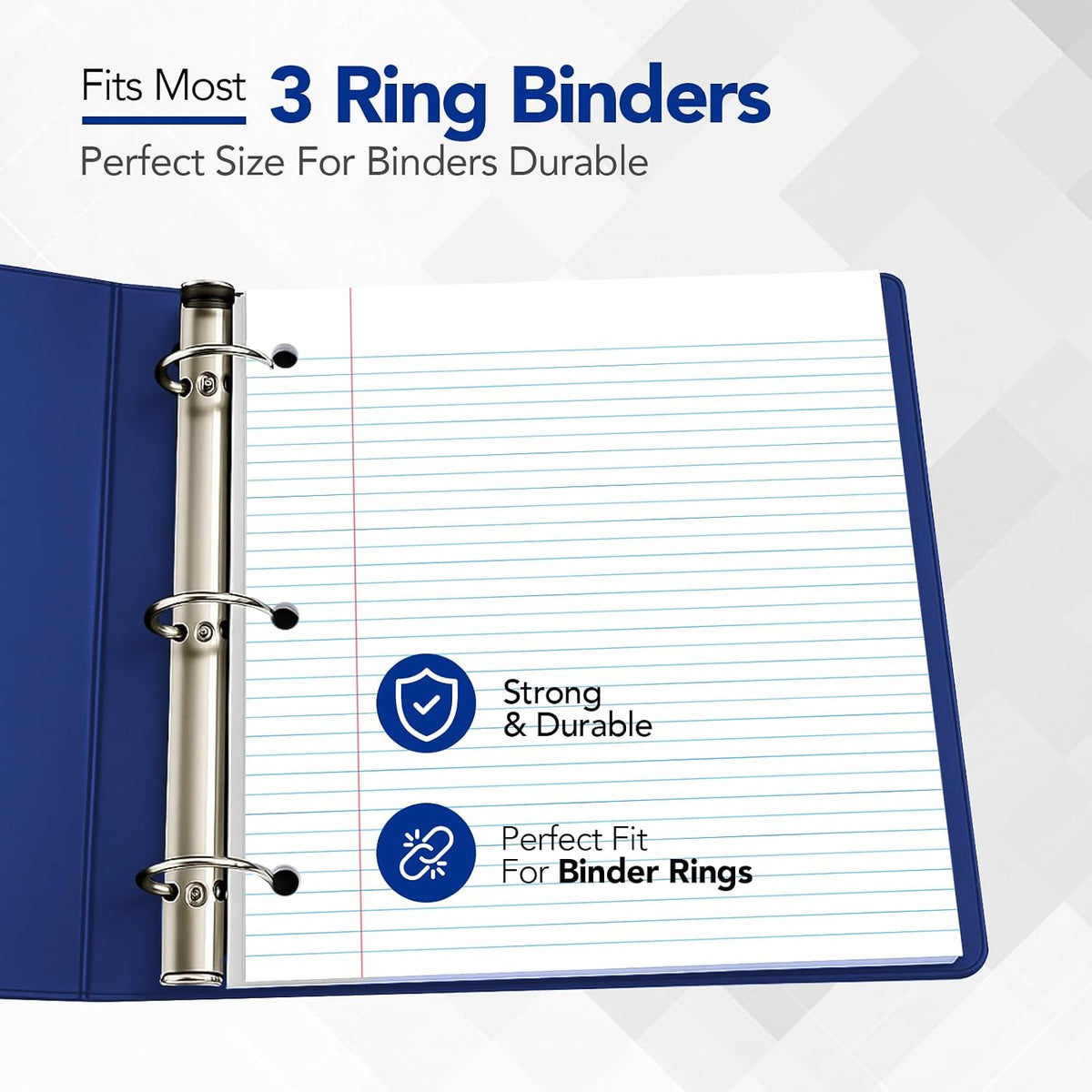 Kaisa Notebook Paper Bulk Wholesale Available 3 Pack Notebook Paper College Ruled 3-Hole Punched Loose Leaf Paper 8x10.5 Filler Paper for 3-Ring Binder, 150 Sheets/Pack (3 Pack-college)