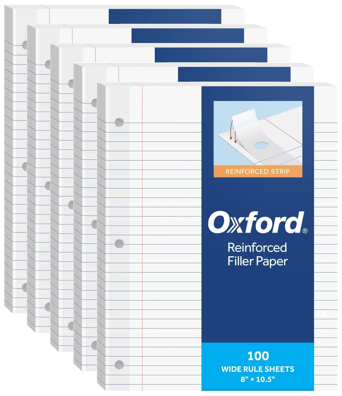 Oxford Reinforced Lined Loose Leaf Notebook Paper, College Rule, 100 Sheets