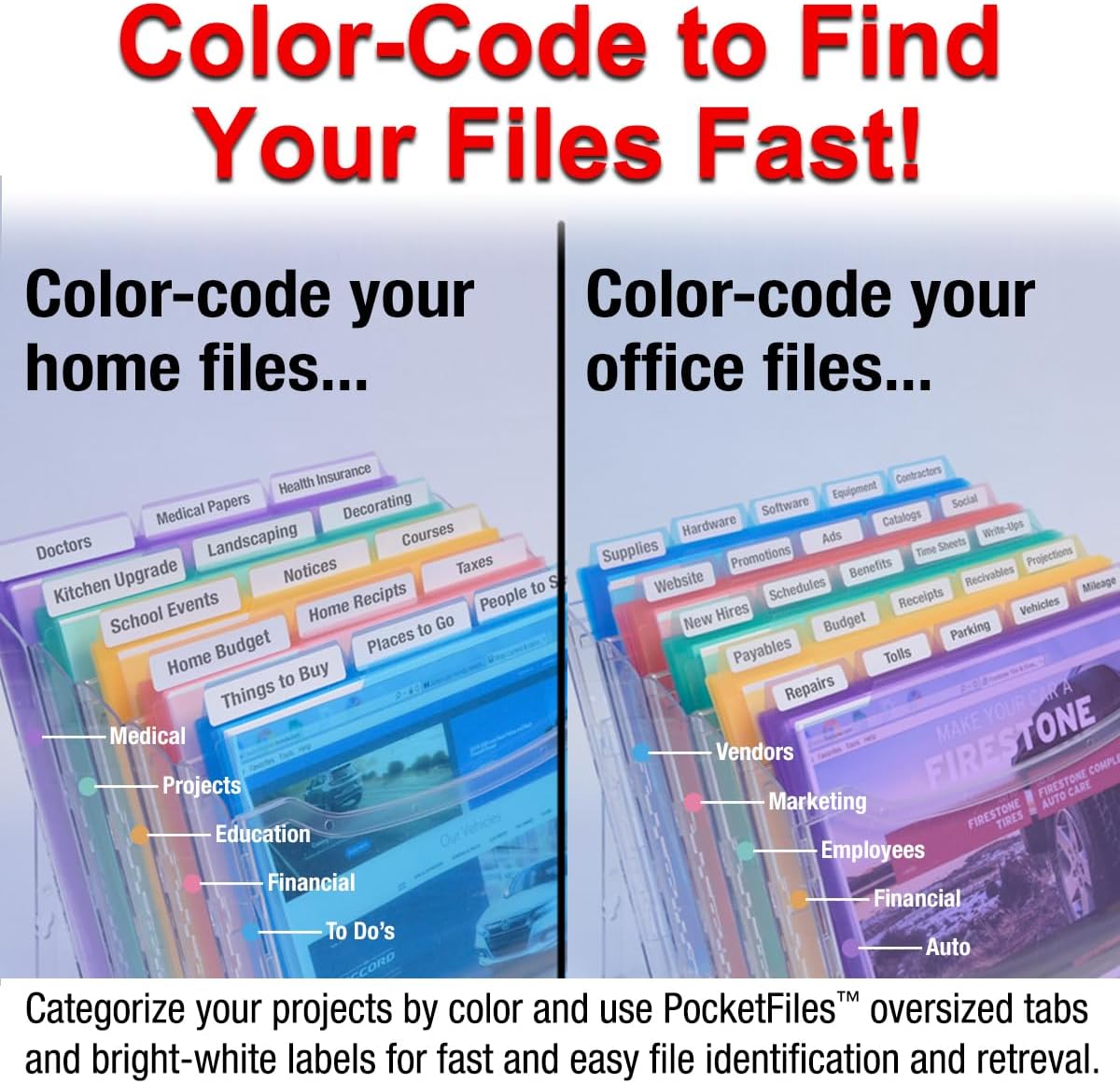 Ultimate Office Step UP File Desktop Organizer Plus 25 Color Poly Folders