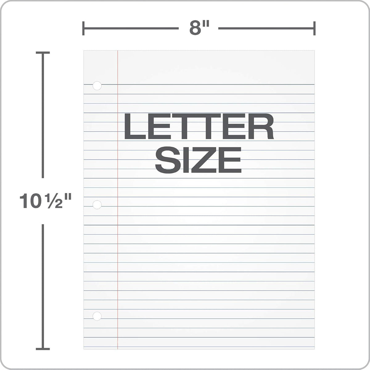 Oxford Filler Paper, 8 x 10-1/2 Inch Wide Ruled Paper, 3 Hole Punch, Loose Leaf Notebook Paper for 3 Ring Binders, 500 sheets (62330), white