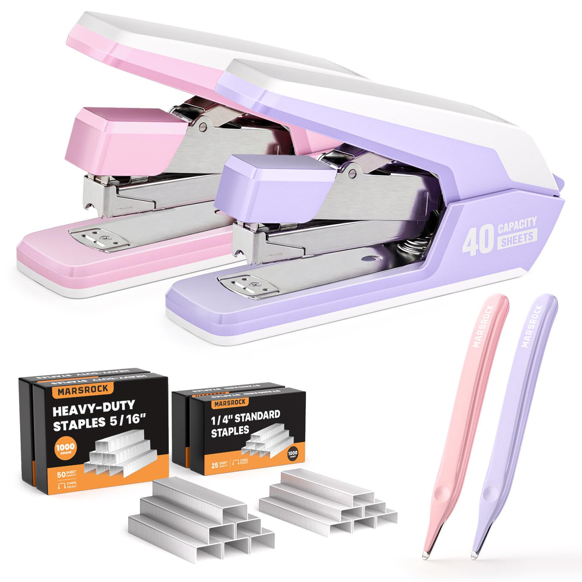 Marsrock Heavy Duty Stapler for Desk with 40-50 Sheet, 2000 Staples, Purple