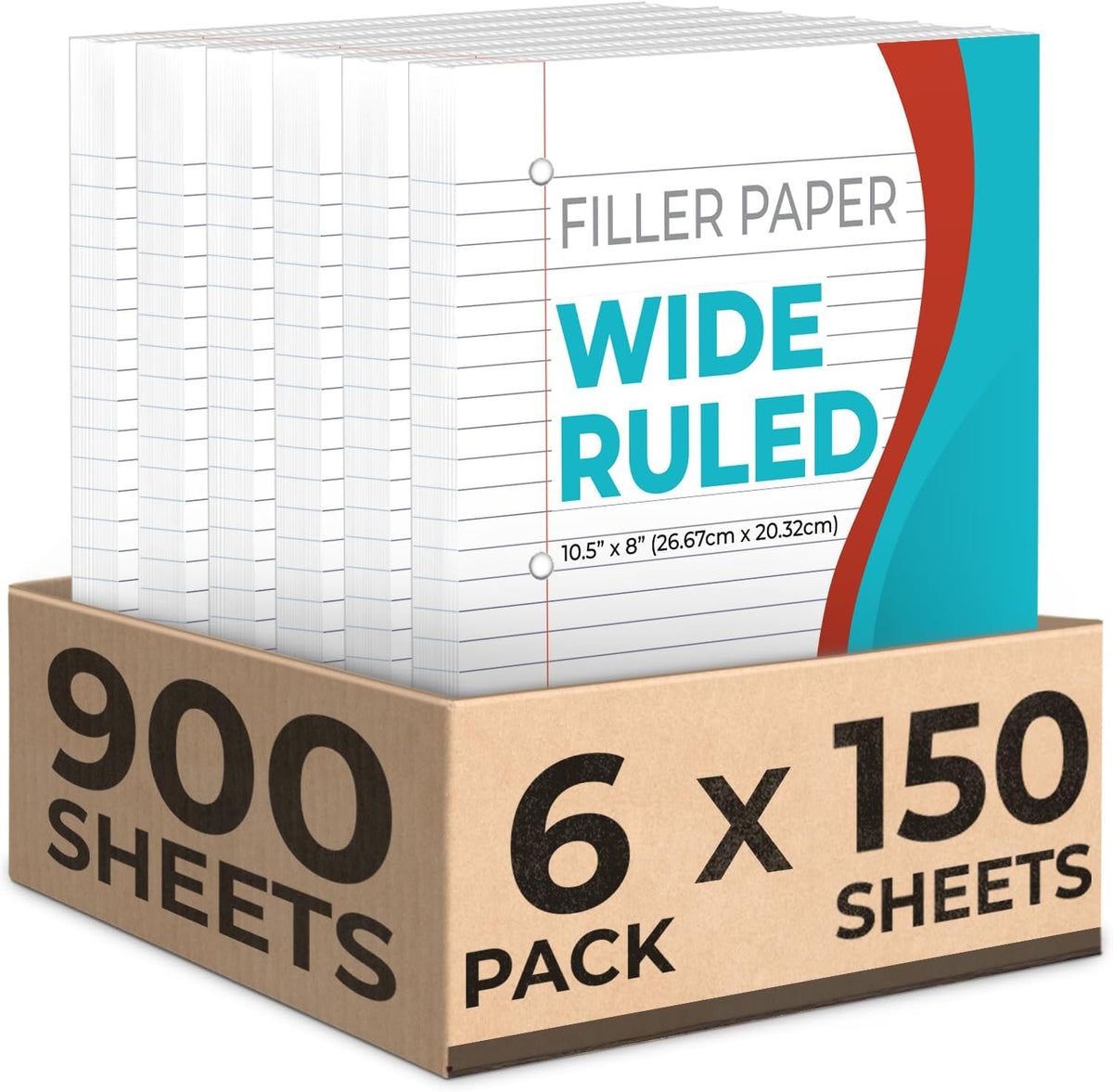 Rosmonde 900 Sheets Loose Leaf Paper, 6 Pack, Wide Ruled Filler Paper
