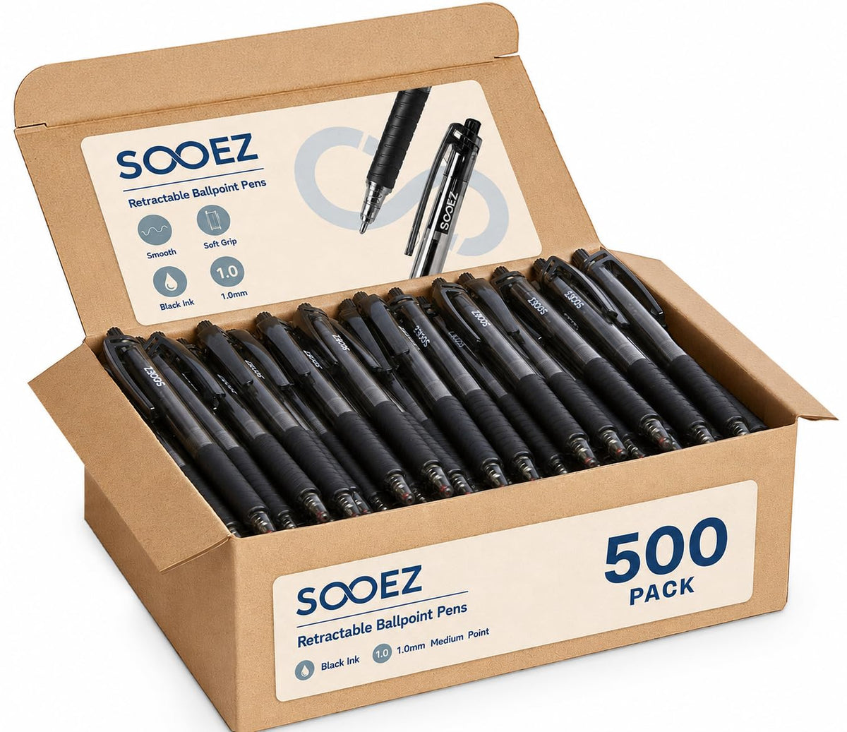 Sooez 40 Pack Bulk Pens Ballpoint, Smooth Writing Pens with Soft Grip