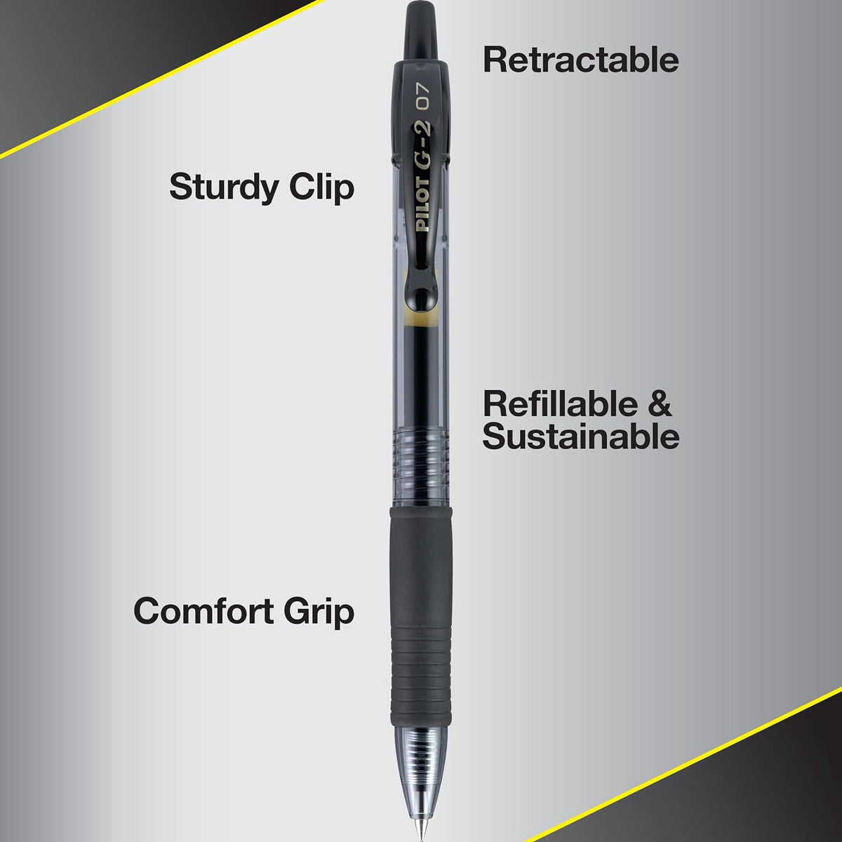 PILOT G2 Premium Gel Pens, Fine Point 0.7mm, Black Ink, 5-Pack