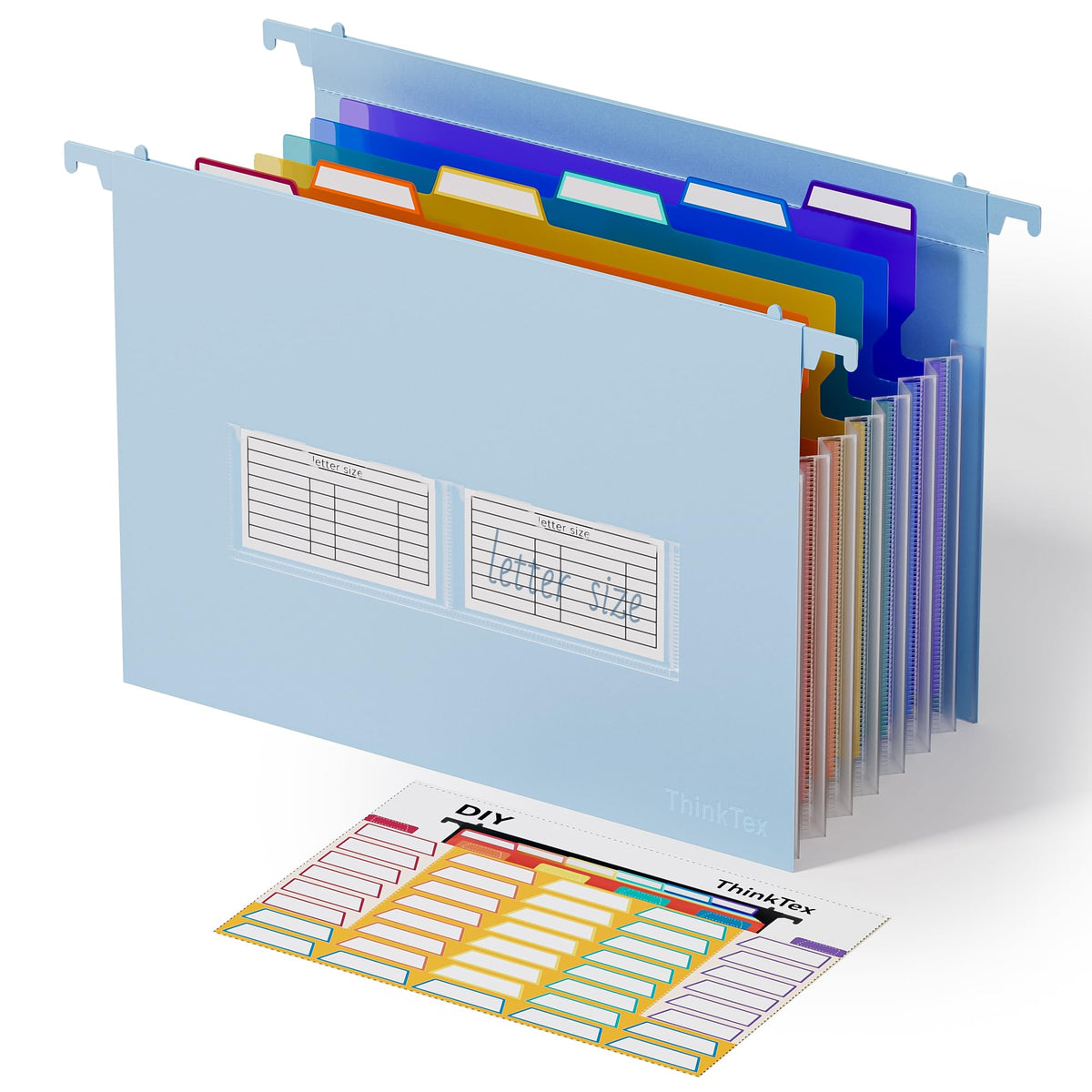 ThinkTex Plastic Expanding Hanging File Folders, 7 * 1.2" Accordion Pockets