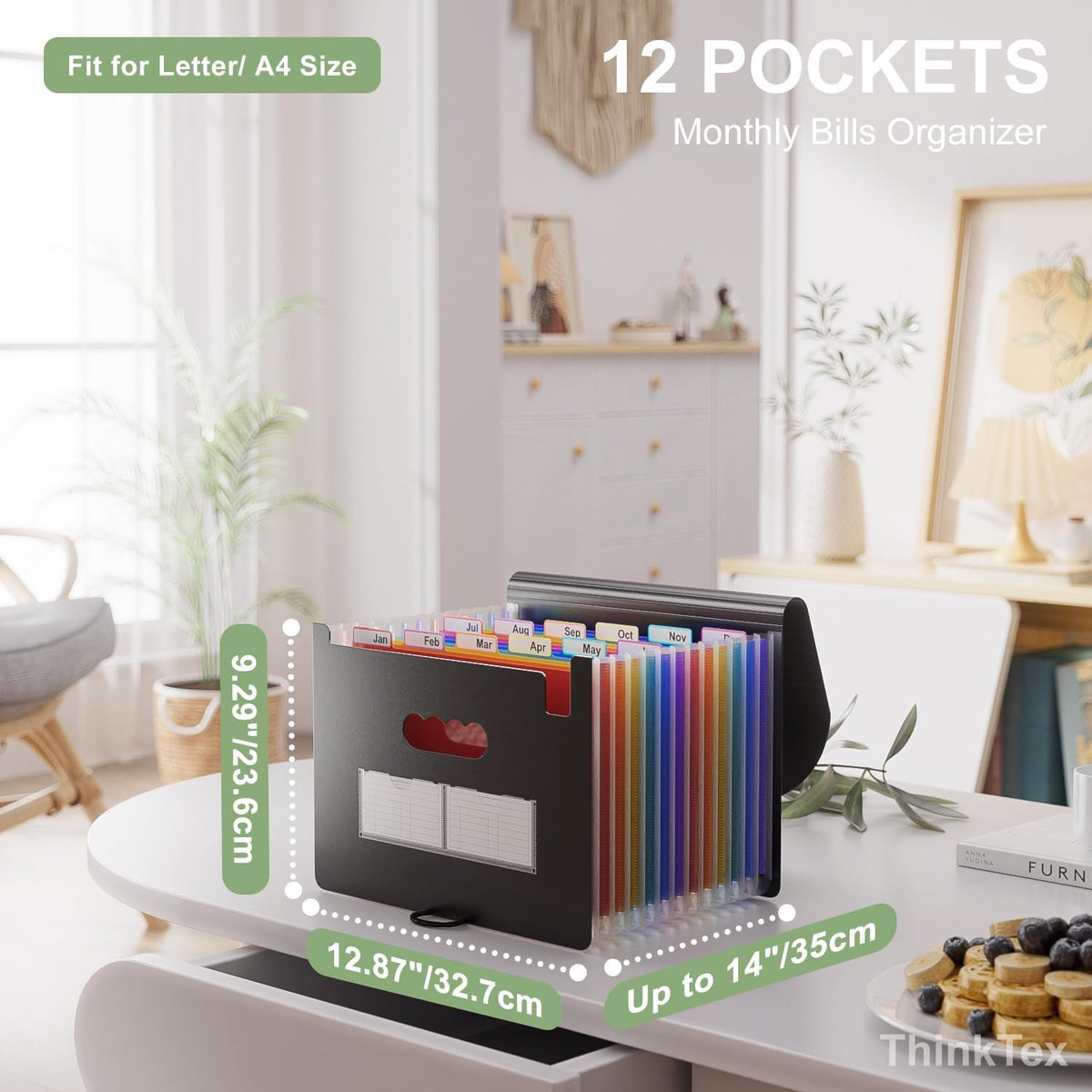 ThinkTex Accordion File Organizer, 12 - Pocket Expanding File Folders