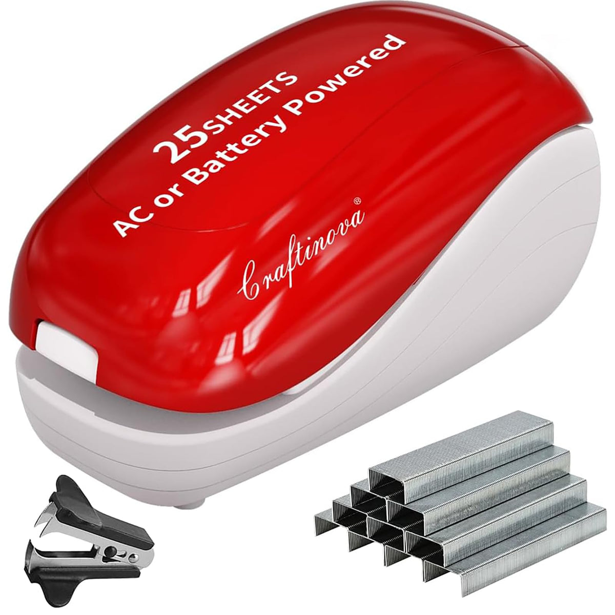 Electric Stapler,Including 2000 Staples and 1 Staple Remover, Suitable for Palm Size and high Comfort，25 Sheet Capacity, AC Adapter or Battery Powered，Battery not Included