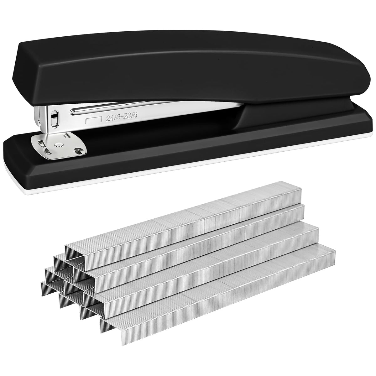 Stapler with 5000 Staples - 25 Sheet Capacity, Staplers for Desk, Black