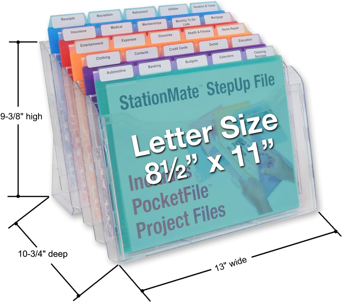 Ultimate Office Step UP File Desktop Organizer Plus 25 Color Poly Folders
