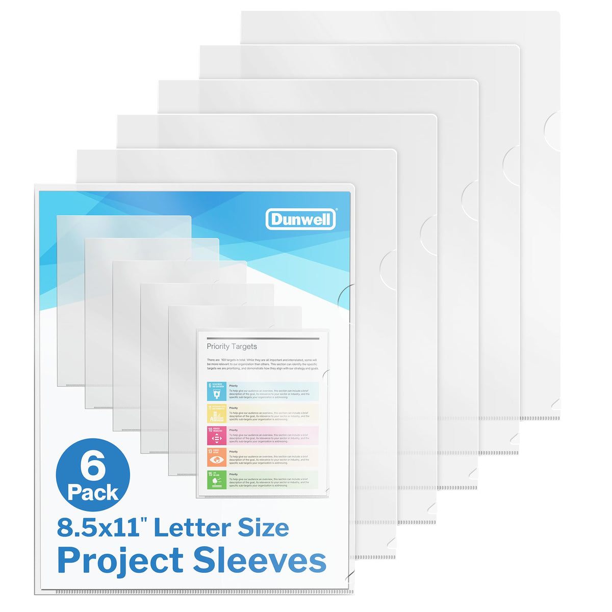 Dunwell Clear Folders for Documents, Plastic 8.5x11 File Sleeves, 36 Pack