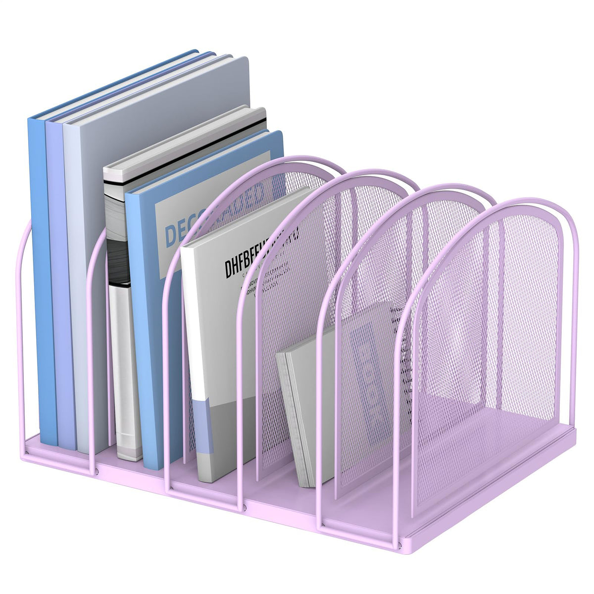 SUPEASY 5-Section File Organizer for Desk, Metal File Folder Holder, Black