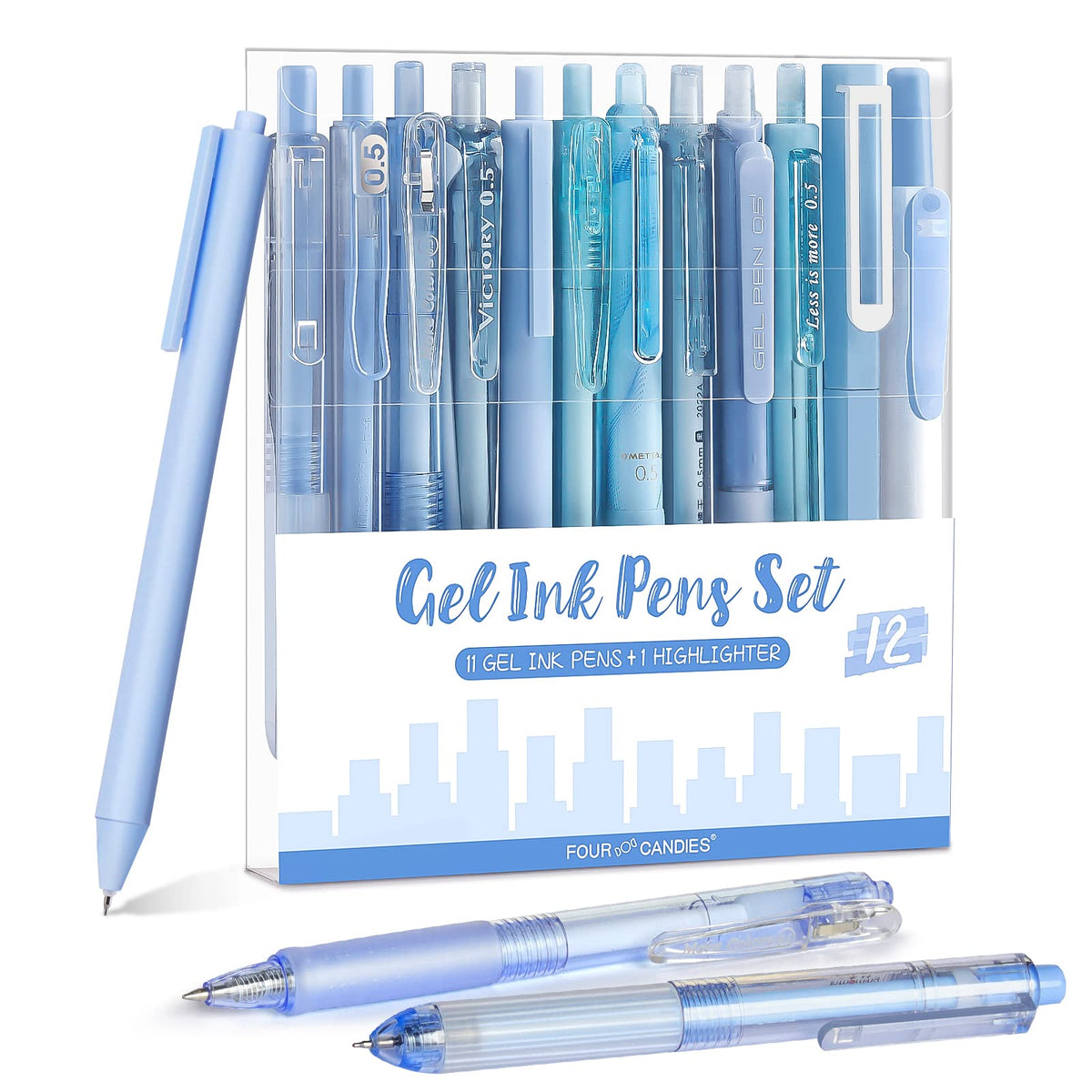 Four Candies Rose Gel Pens, Pink & Black Ink, 0.5mm, 12 Count