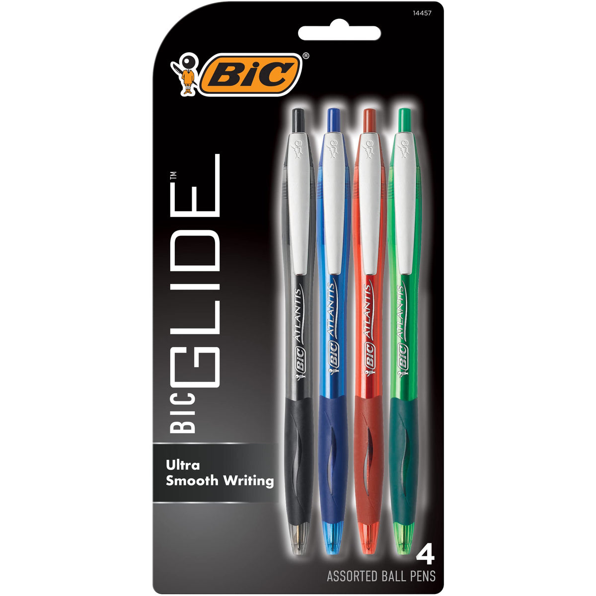 BIC Glide Black Retractable Ballpoint Pens, 1.0mm Medium Point, 4-Count