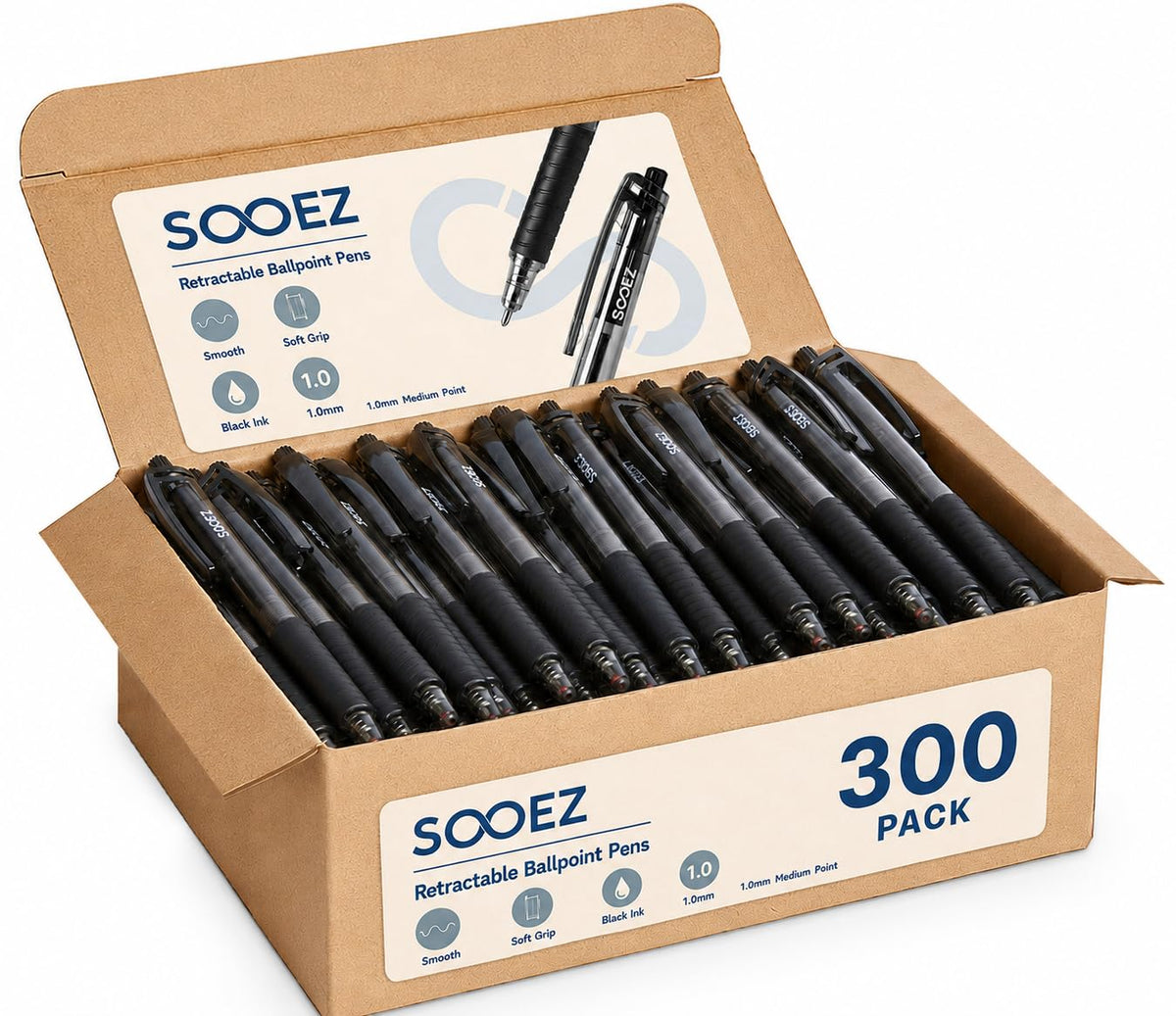 Sooez 40 Pack Bulk Pens Ballpoint, Smooth Writing Pens with Soft Grip