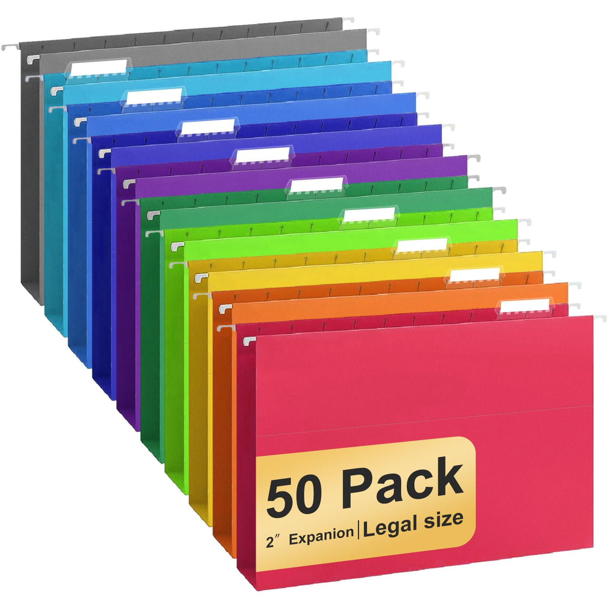 Hanging File Folders Legal Size, 30 Pack File Folders with 1/5 Cut Adjustable tabs, 2" Expansion, Reinforced Hanging Folders Legal Size, Designed for Legal and Law Office File Organization