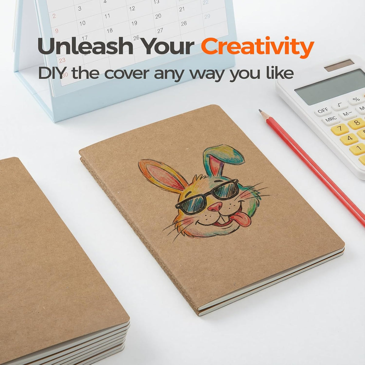 5 Pack Blank Kraft Notebooks A5, Unlined Composition Journals, 60 Pages