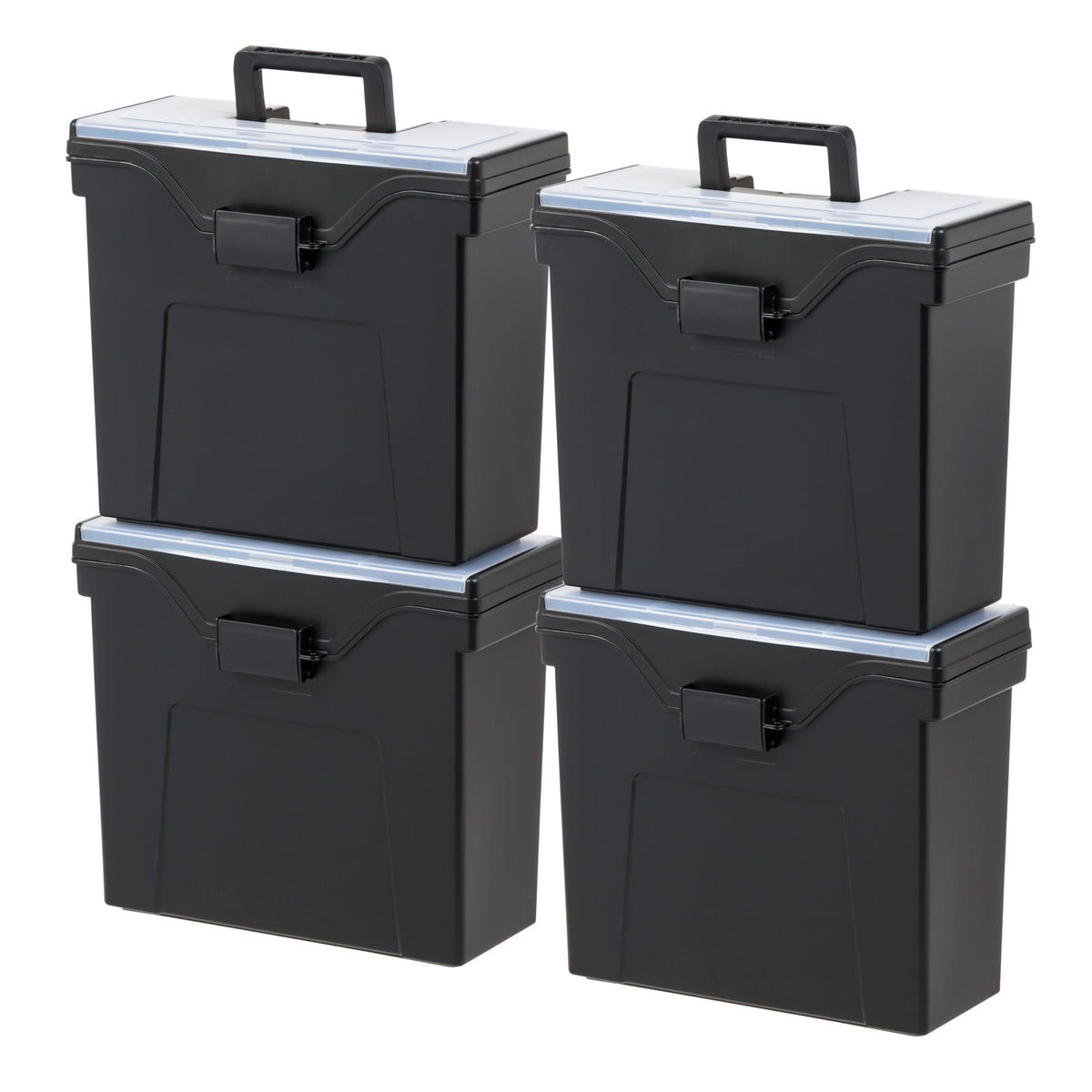 IRIS USA File Box Organizer with Lid, Letter File, Portable Handle, Black