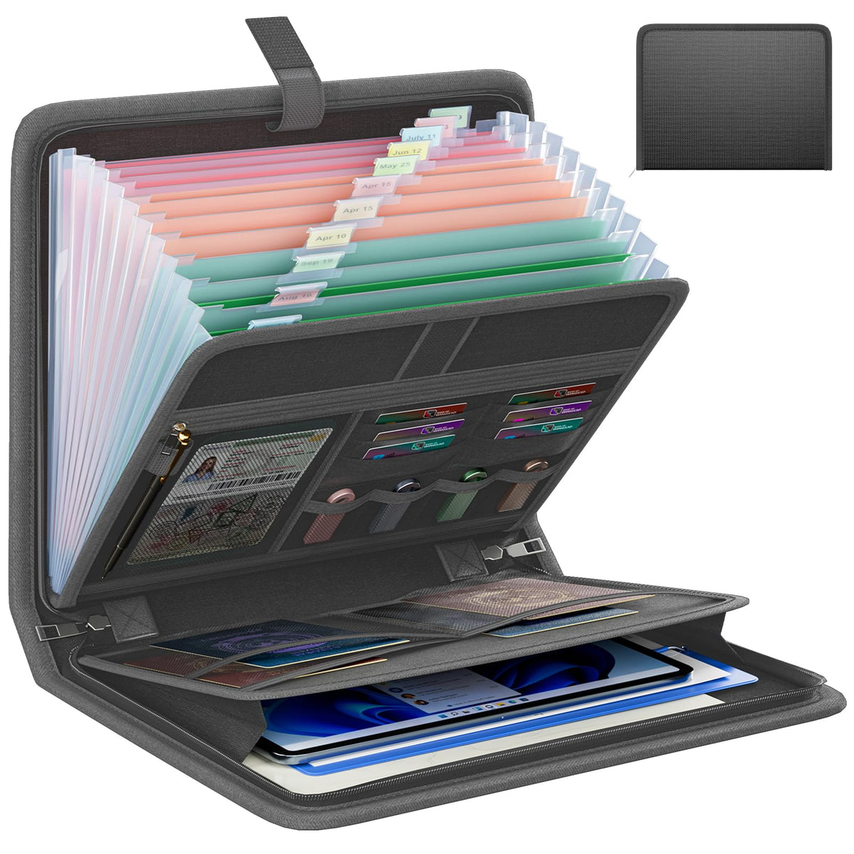 Fireproof Accordion File Organizer, Expanding File Folder with 13 Pockets