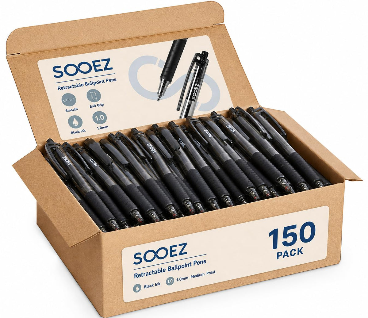 Sooez 40 Pack Bulk Pens Ballpoint, Smooth Writing Pens with Soft Grip