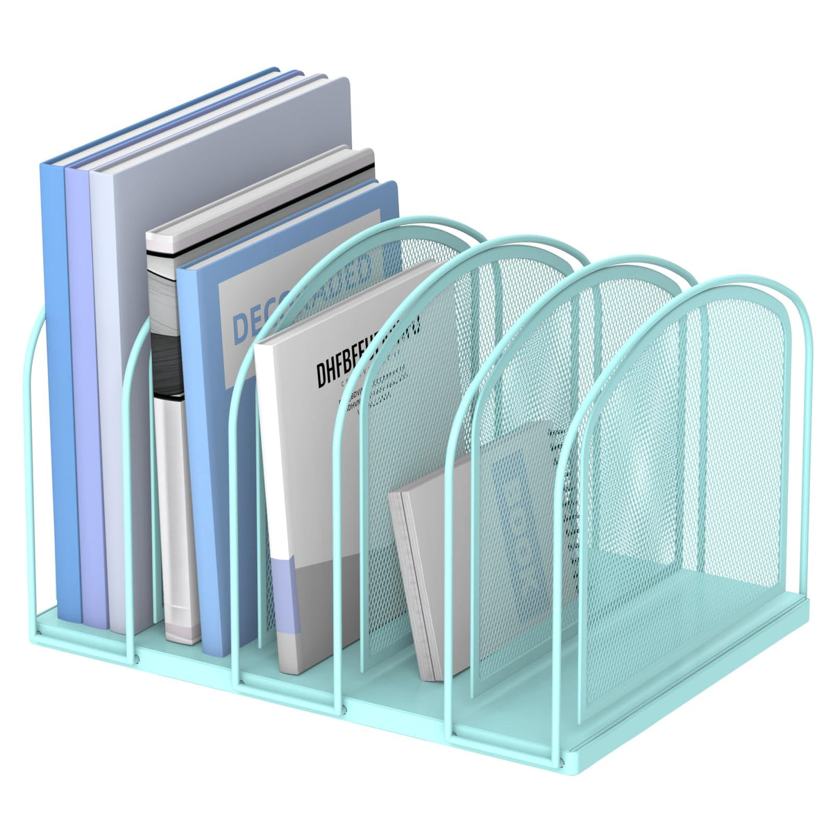 SUPEASY 5-Section File Organizer for Desk, Metal File Folder Holder, Black