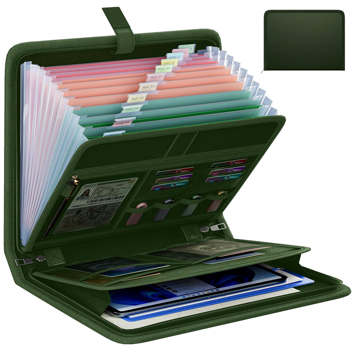 Fireproof Accordion File Organizer, Expanding File Folder with 13 Pockets