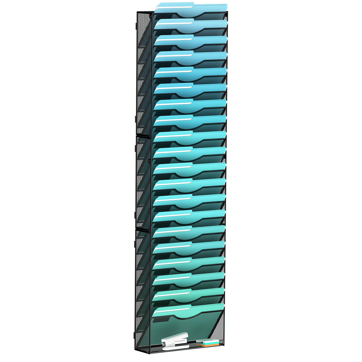Gawerk 5 Tier Hanging Wall File Organizer, Mesh Mail Paper Orgnization Hanging File Folder Holder for Home Office, Black