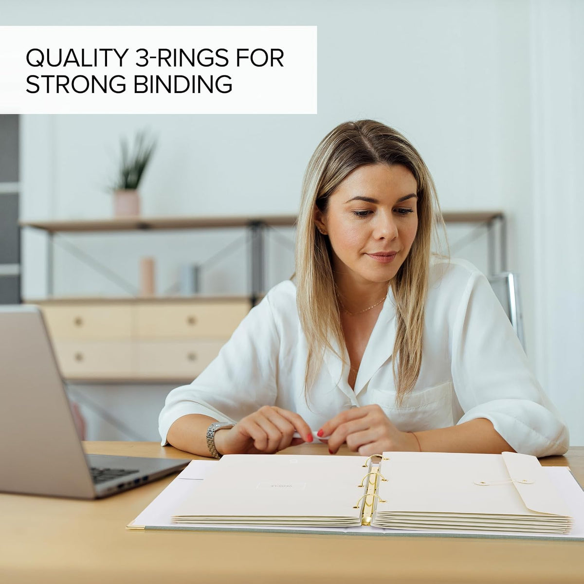 Important Document Organizer Set with Folders - Complete Linen Ring Binder