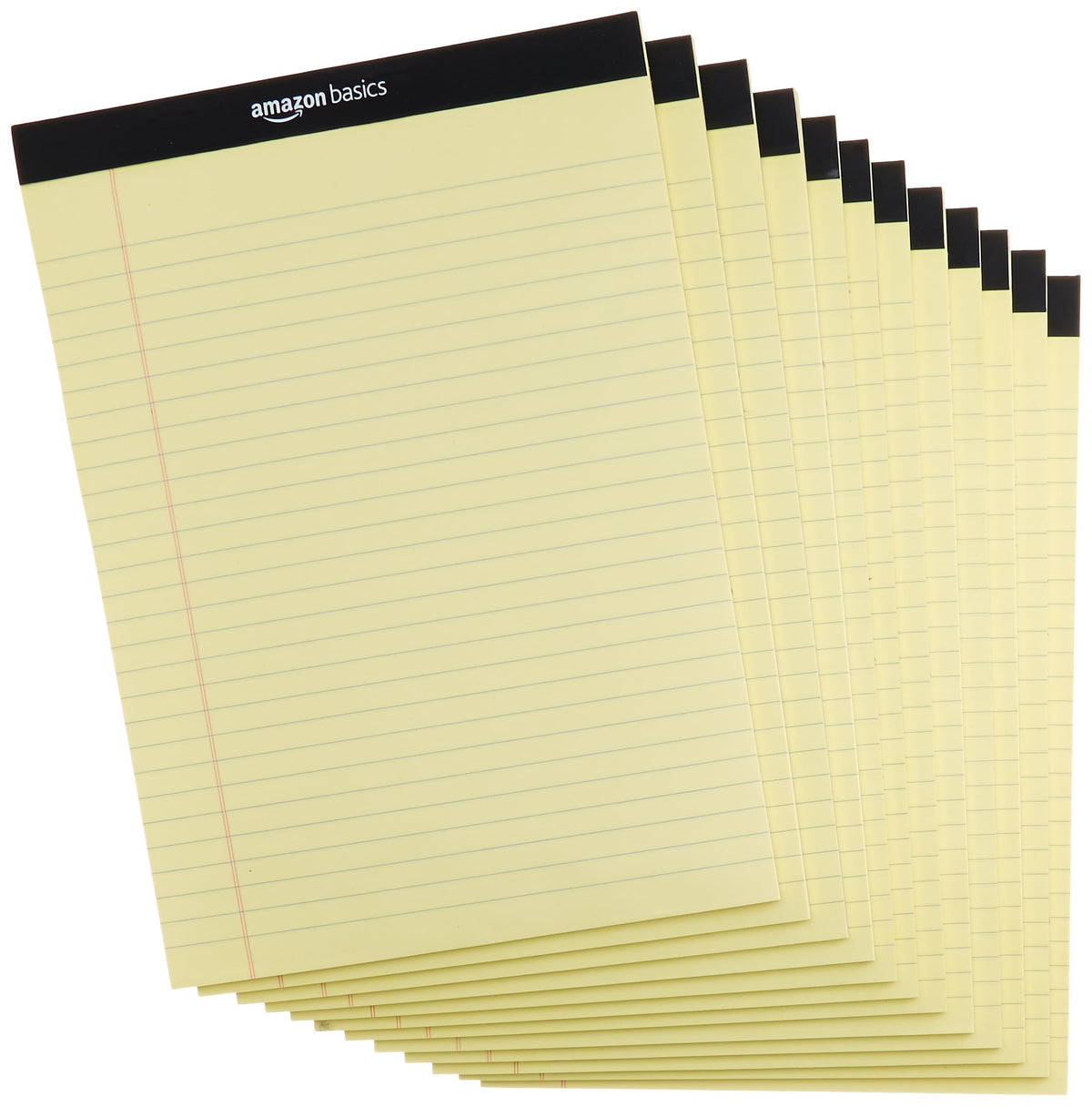 Amazon Basics Wide Ruled Lined Writing Note Pads for Office Supplies, 8.5" x 11.75", White, 12-Pack of 50 Perforated Sheets
