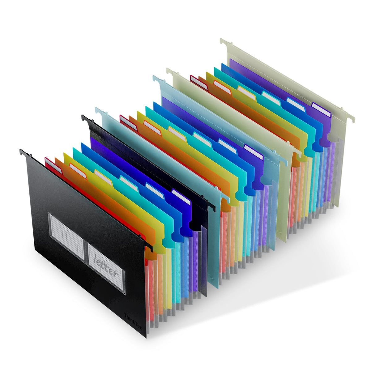 ThinkTex Plastic Expanding Hanging File Folders, 7 * 1.2" Accordion Pockets