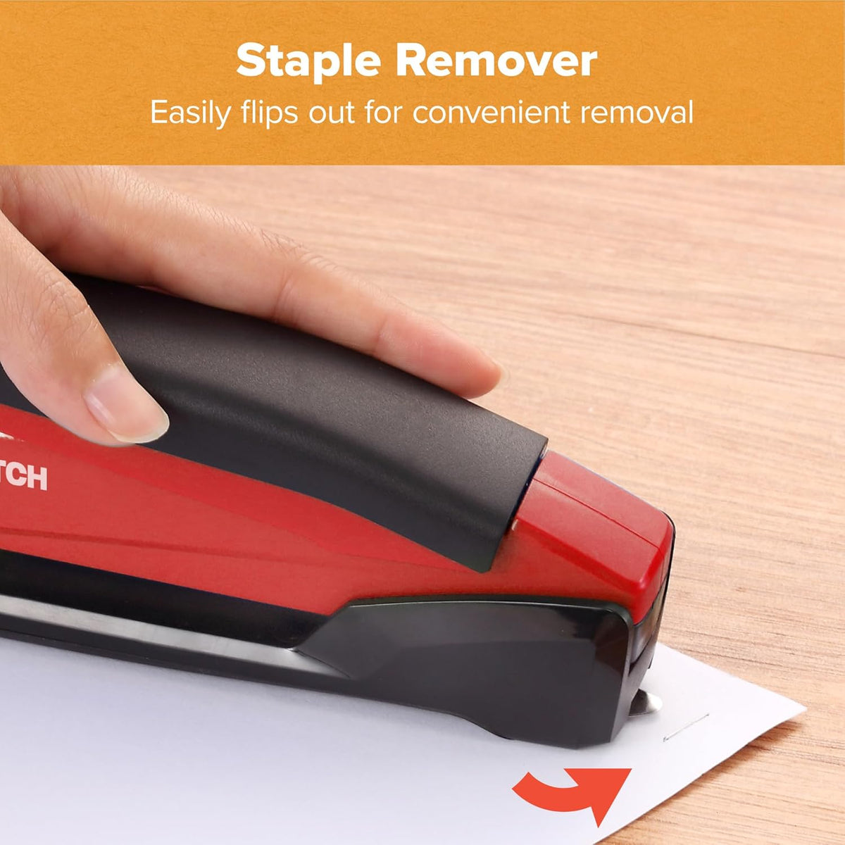 Bostitch Office Executive 3 in 1 Stapler, One Finger, 20 Sheet, Red