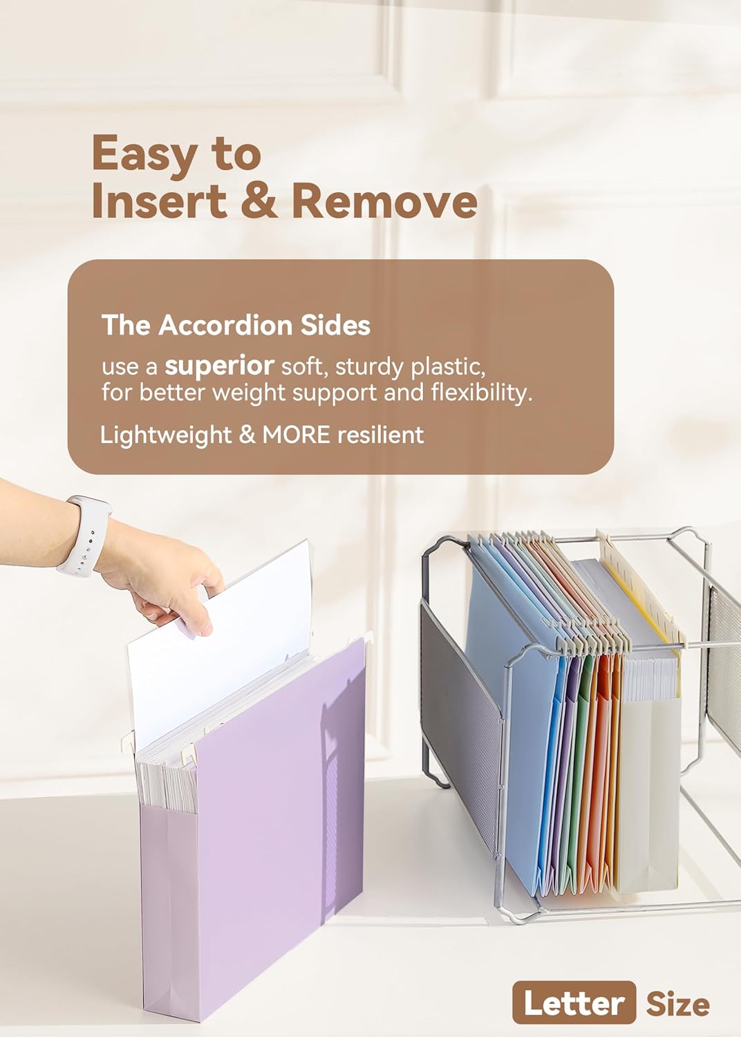 SortRax Plastic Hanging File Folders, 2" Expansion, Letter Size, Pastel