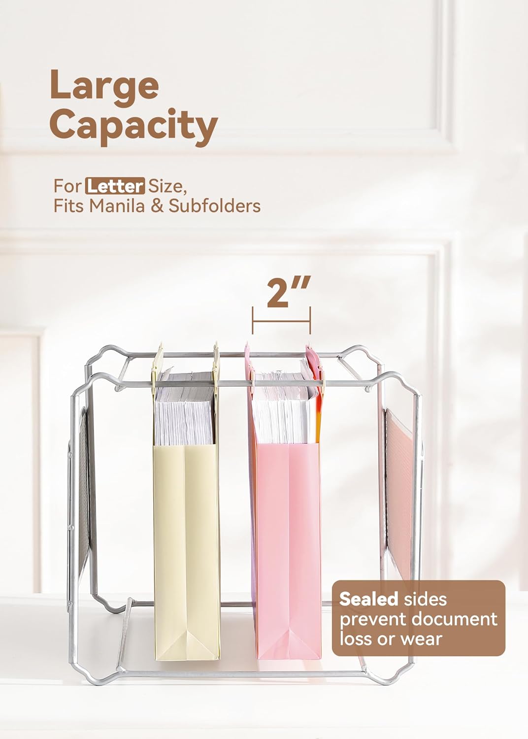 SortRax Plastic Hanging File Folders, 2" Expansion, Letter Size, Pastel