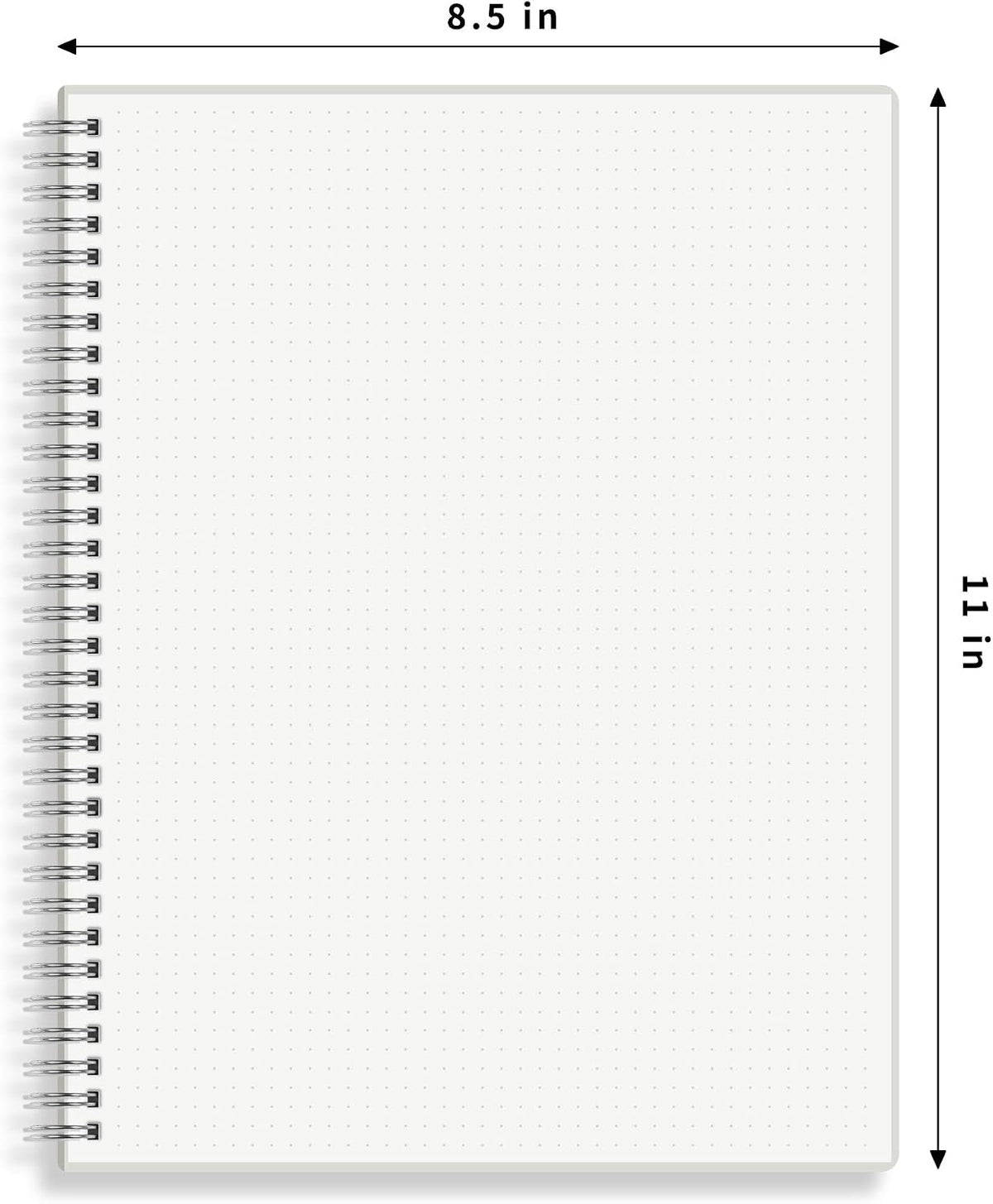 Large Dot Grid Spiral Notebook, 8.5" x 11", Premium 100gsm Ivory White Paper, Sturdy See-Through Cover, 128 Dotted Pages per Notebook(2 Pack) for Home, School, Office, Artist Writing/Drawing