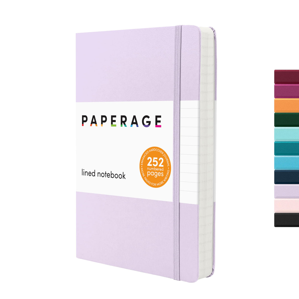 PAPERAGE Lined Journal Notebook, Hardcover Journal for Women & Men, 160 Pages, (5.6 in x 8 in), College Ruled Journaling Notebook for Work, School Supplies & Note Taking, (Black)