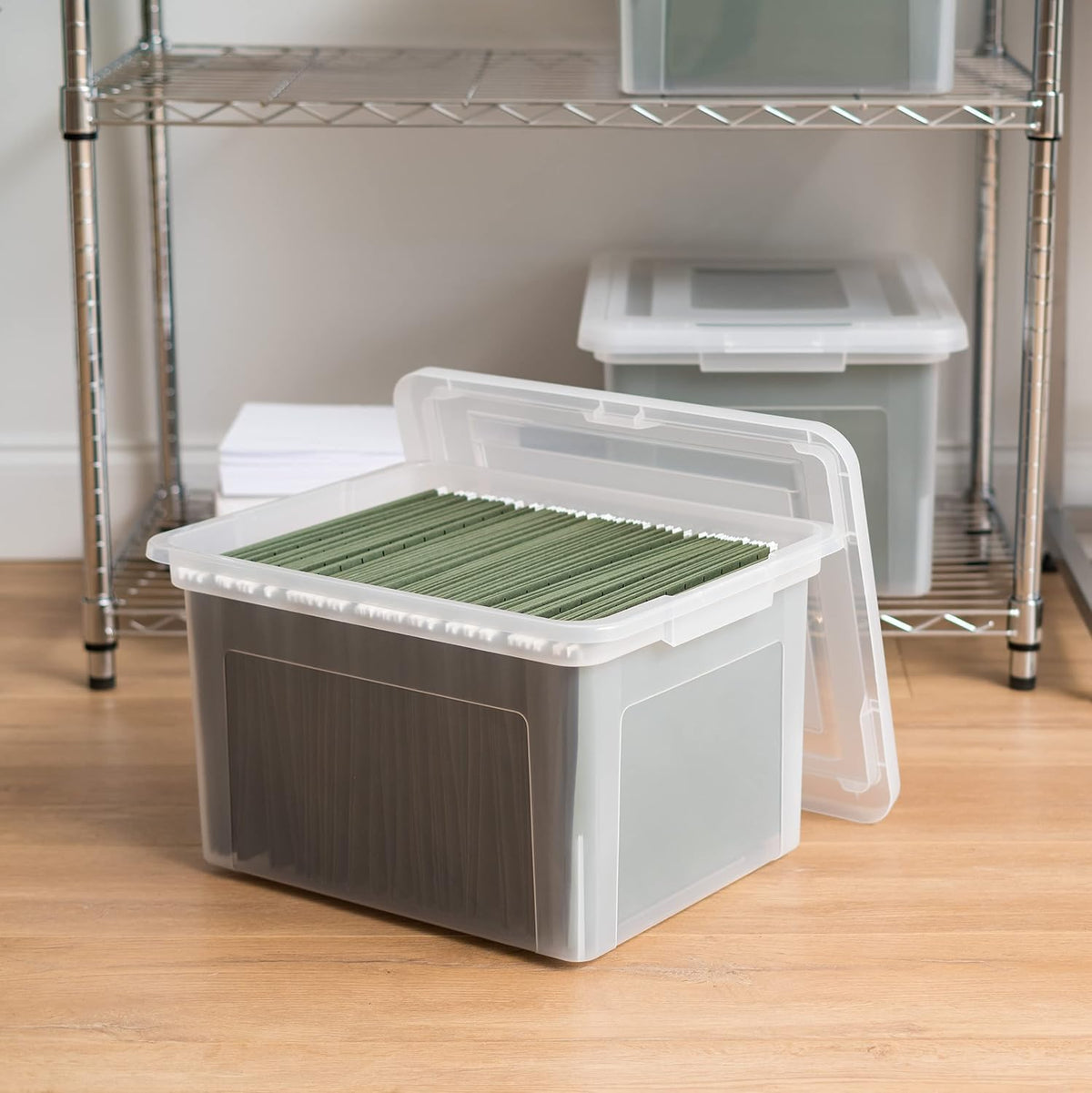 IRIS USA 35 Qt. Letter/Legal File Box with Latching Lid, Clear