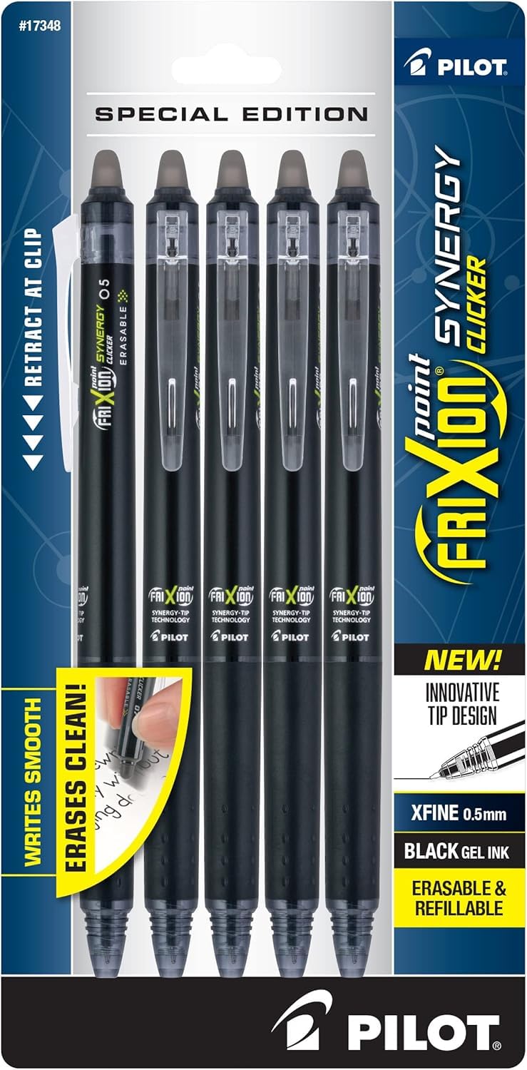 PILOT FriXion Synergy Clicker Erasable Pens, Pack of 7, Assorted Colors