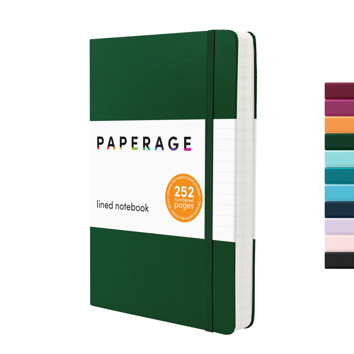 PAPERAGE Lined Journal Notebook, Hardcover Journal for Women & Men, 160 Pages, (5.6 in x 8 in), College Ruled Journaling Notebook for Work, School Supplies & Note Taking, (Black)