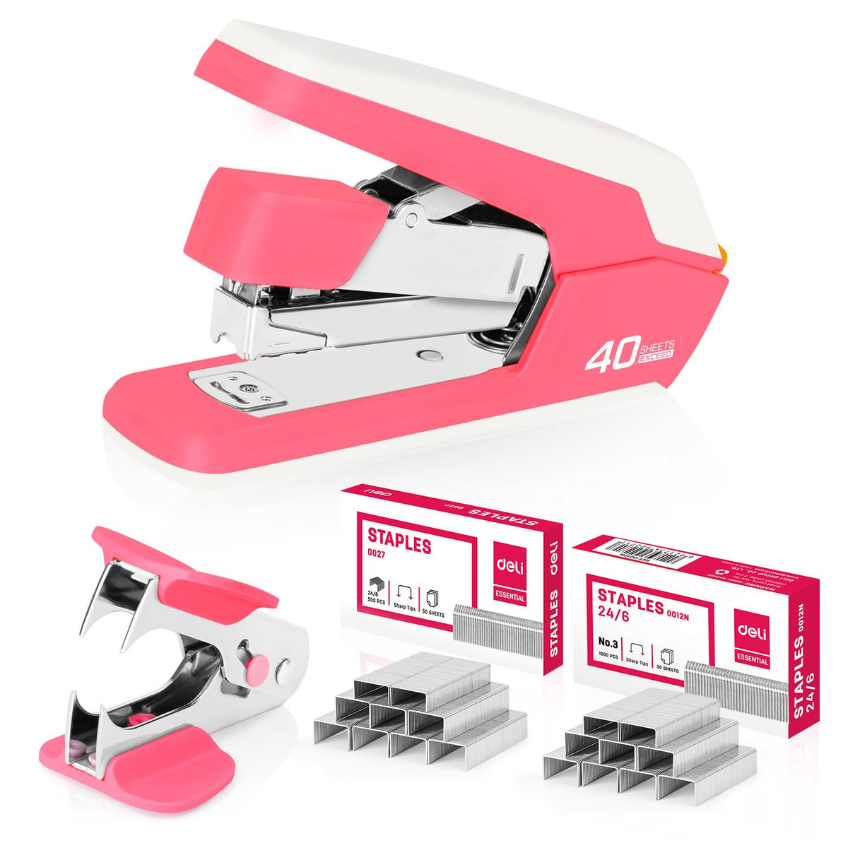 Deli Effortless Desktop Stapler, Heavy Duty Stapler, Violet