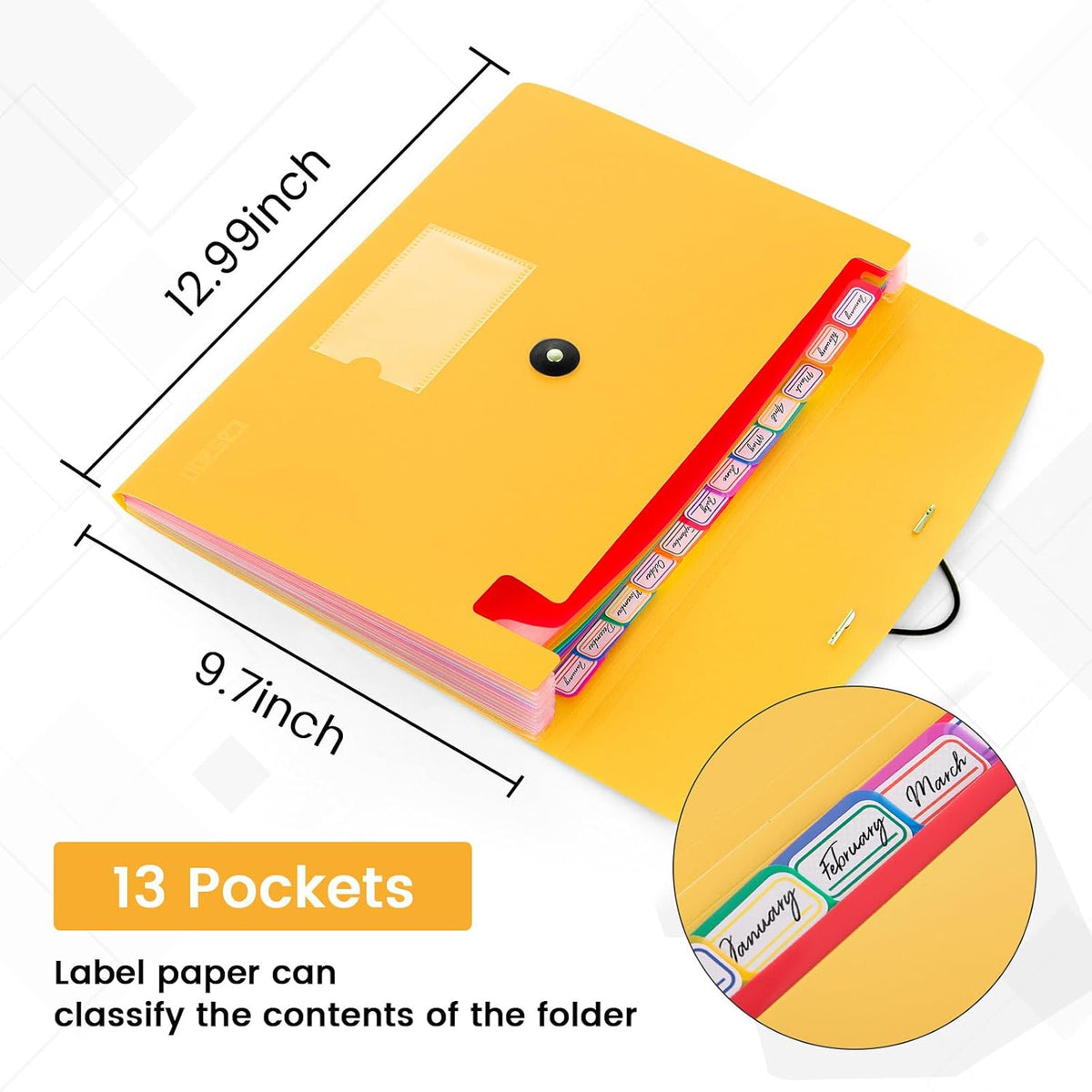 6 Pack Accordion File Organizer Expanding File Folder with 13-Pockets, A4 Letter Size Paper Document Receipt Holder for School Office Supplies