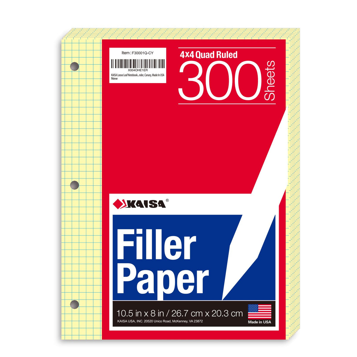 Kaisa Notebook Paper Bulk Wholesale Available 3 Pack Notebook Paper College Ruled 3-Hole Punched Loose Leaf Paper 8x10.5 Filler Paper for 3-Ring Binder, 150 Sheets/Pack (3 Pack-college)