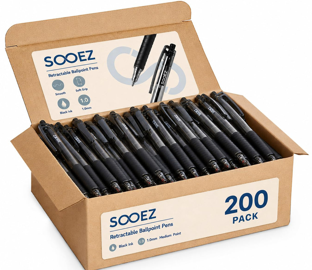 Sooez 40 Pack Bulk Pens Ballpoint, Smooth Writing Pens with Soft Grip