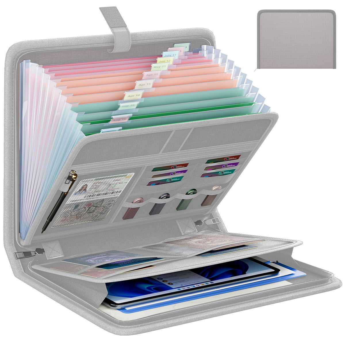 Fireproof Accordion File Organizer, Expanding File Folder with 13 Pockets