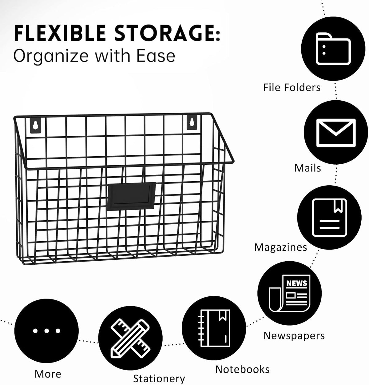 X-cosrack 3-Tier Detachable Hanging Wall Files, Wall Mounted Mail Basket