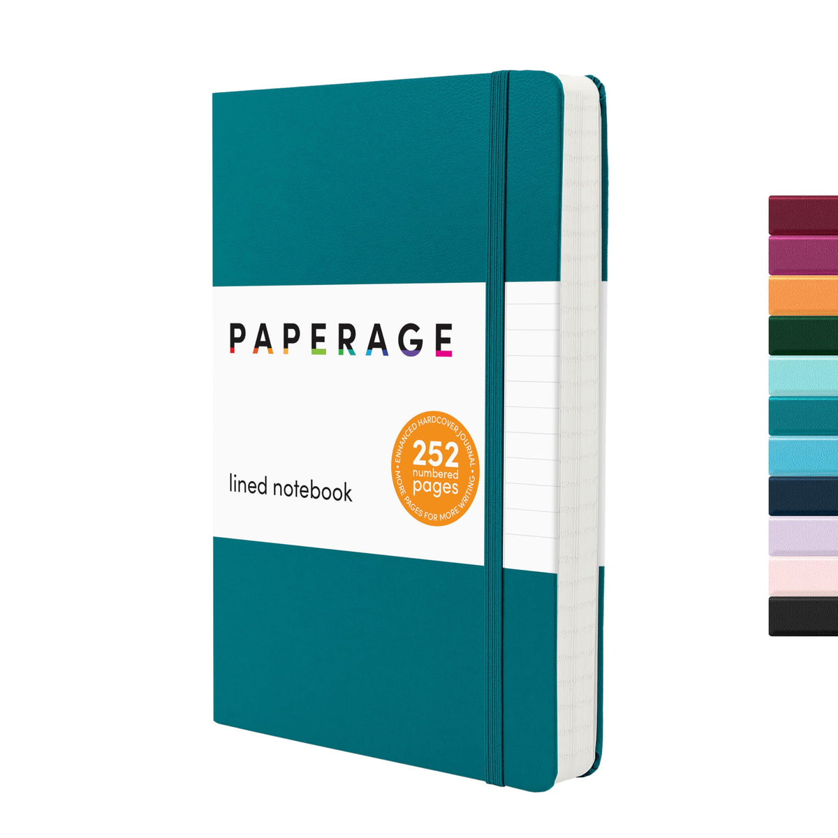PAPERAGE Lined Journal Notebook, Hardcover Journal for Women & Men, 160 Pages, (5.6 in x 8 in), College Ruled Journaling Notebook for Work, School Supplies & Note Taking, (Black)